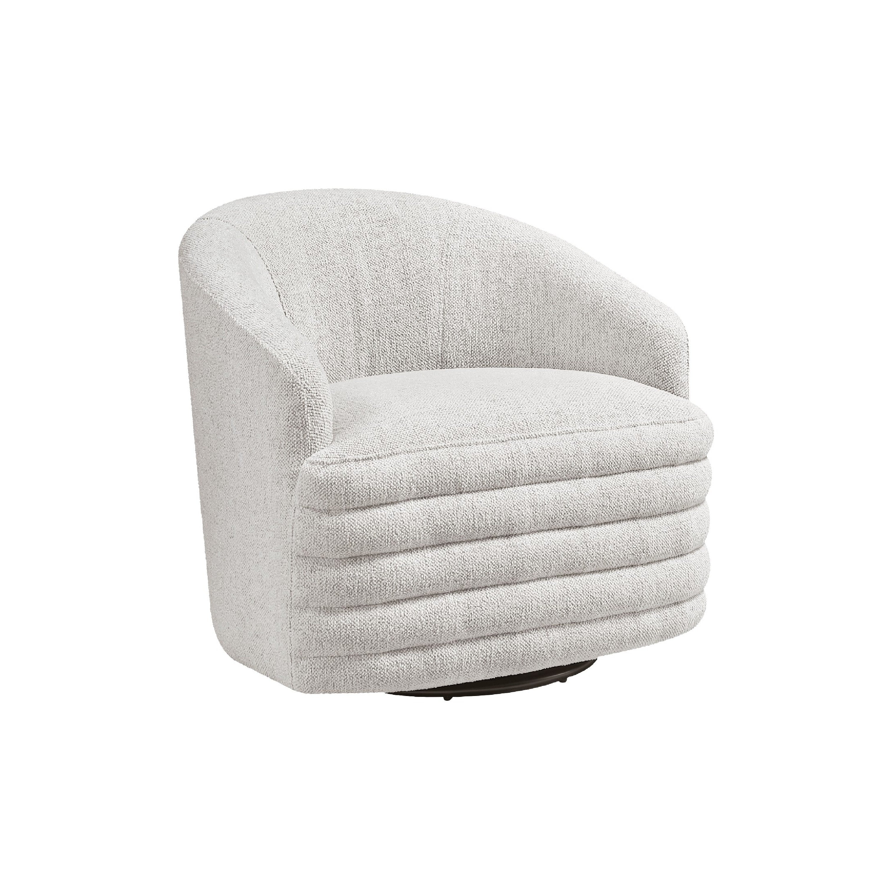 Vinn Swivel Accent Armchair Barrel Design Beige Chenille Fabric