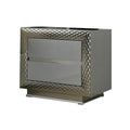 Vino 2 Drawer Nightstand Plinth Base Gray Wood Wity Silver Trim