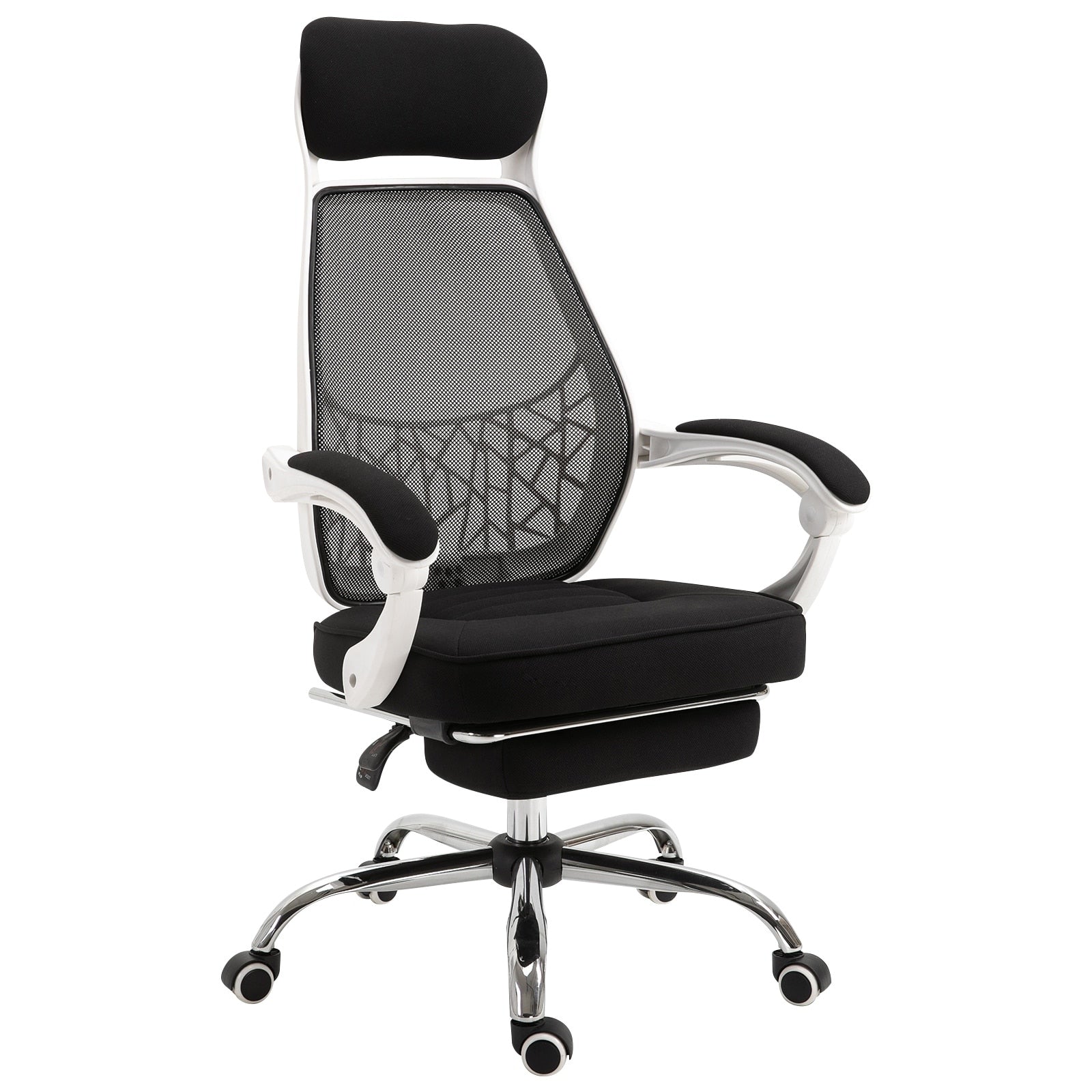 Vinsetto 360 Swivel High Back Office Chair Adjustable Height Recliner With Retractable Footrest Home Office