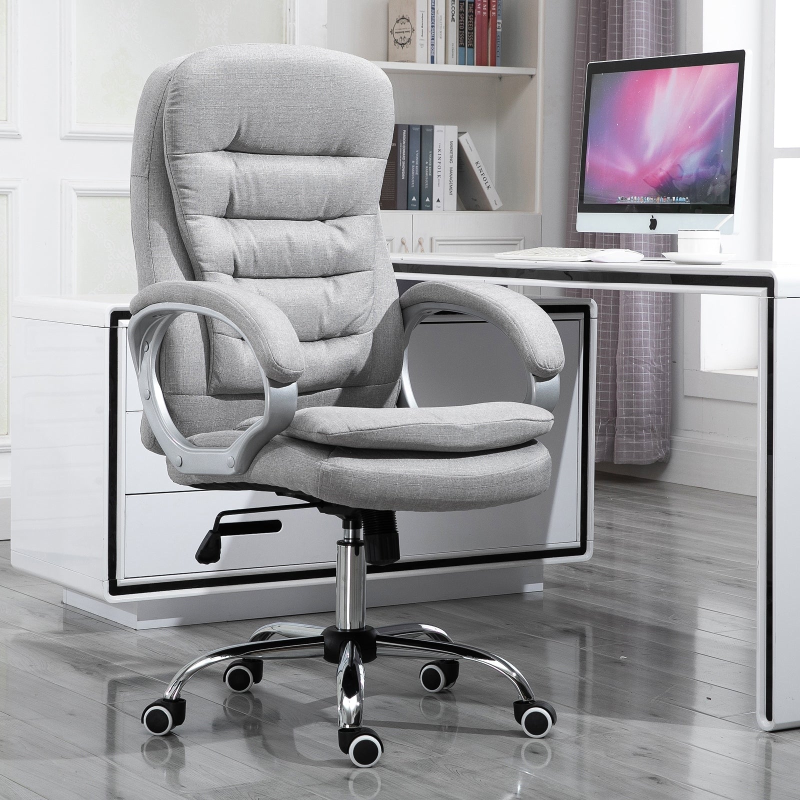 Vinsetto Adjustable Height Ergonomic High Back Home Office Chair With Armrests Grey