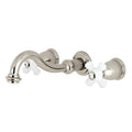 Vintage 2 Handle Wall Mount Bathroom Faucet In Matte Black