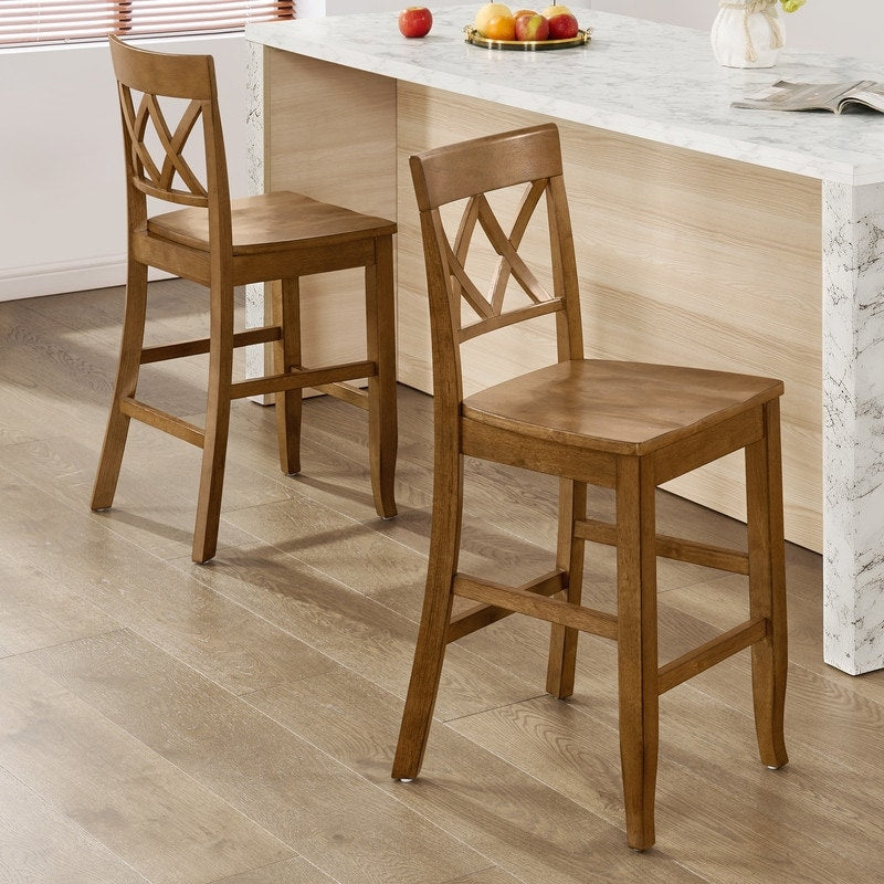 Vintage 24 Counter Height Bar Stools With Double X Back