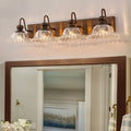 Vintage 3 4 Light Bathroom Vanity Light With Clear Glass Floral Shades Antique Bronze
