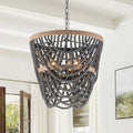 Vintage 3 Light Tiered Beaded Chandelier With Rope Accent 19.7 In