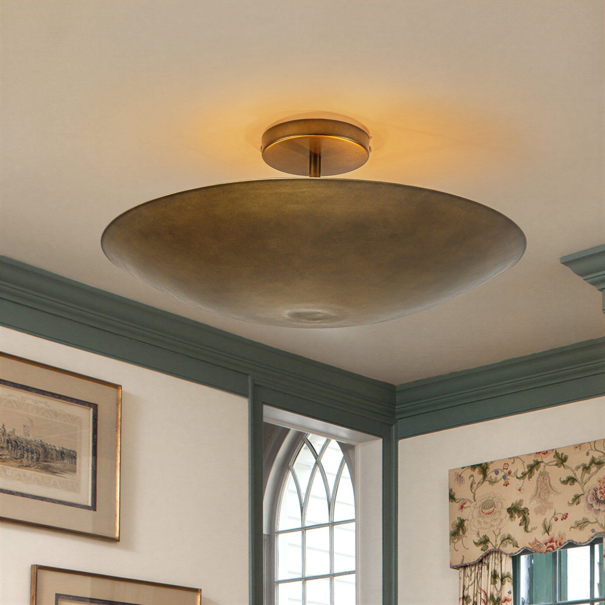 Vintage 4 Light Antique Brass Semi Flush Mount Ceiling Light Antique Brass 17.7 In W X 7.5 In H