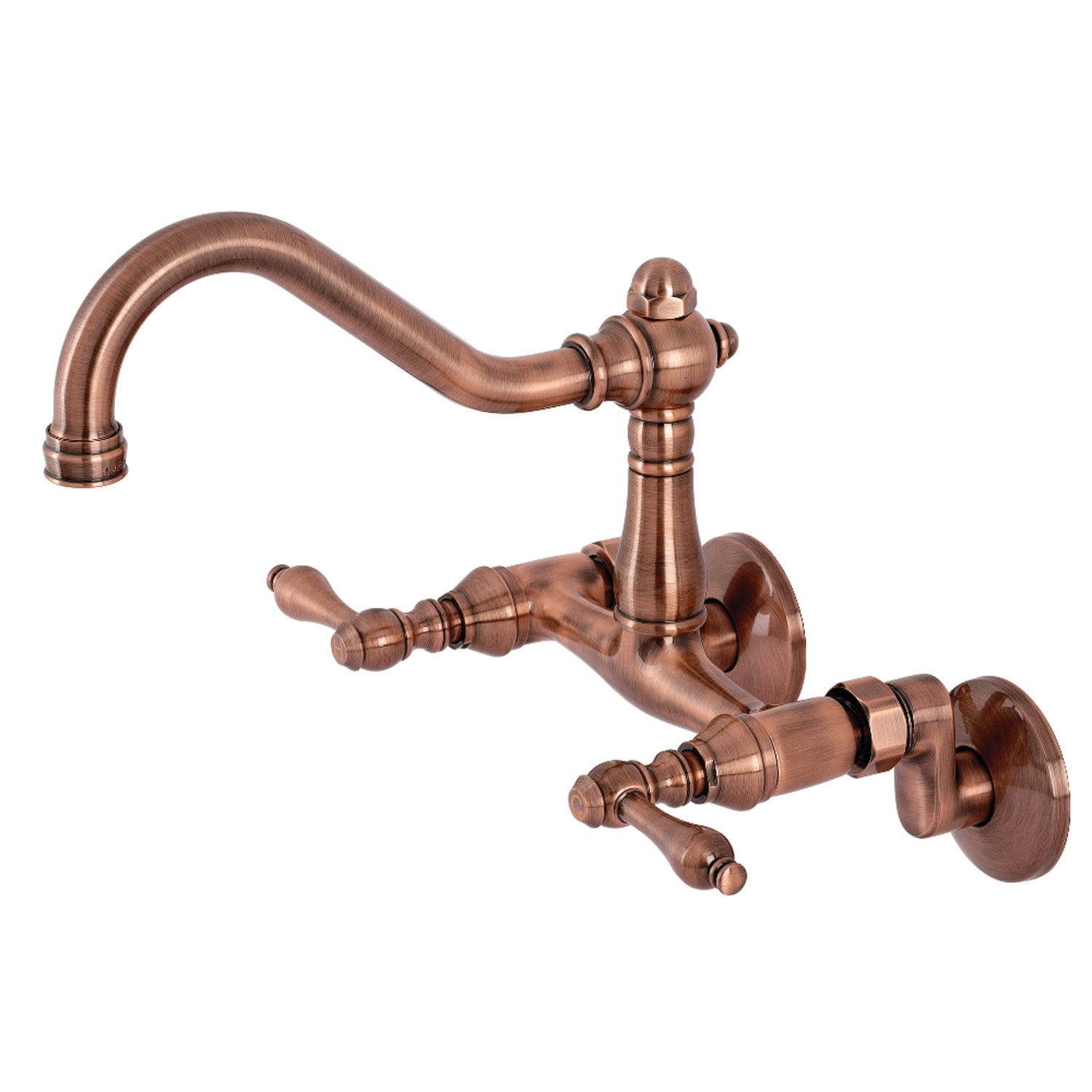 Vintage 6 Adjustable Center Wall Mount Kitchen Faucet In Antique Copper