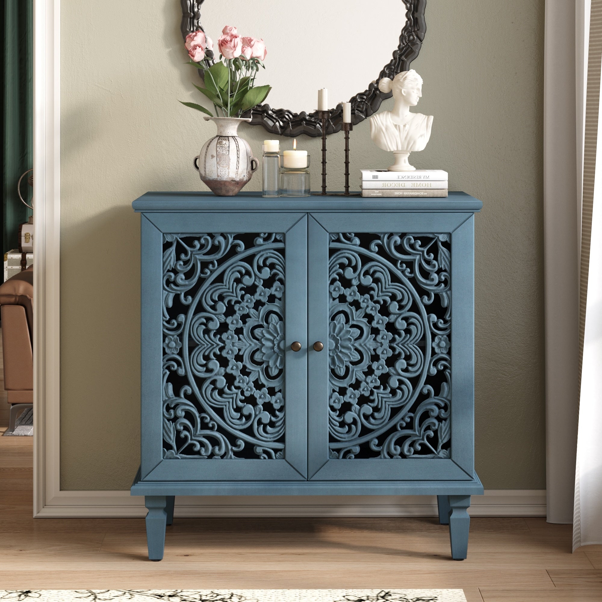 Vintage Accent Cabinet Storage Cabinet Sideboard With Adjustable Shelf Display Cabinet Side Cabinet