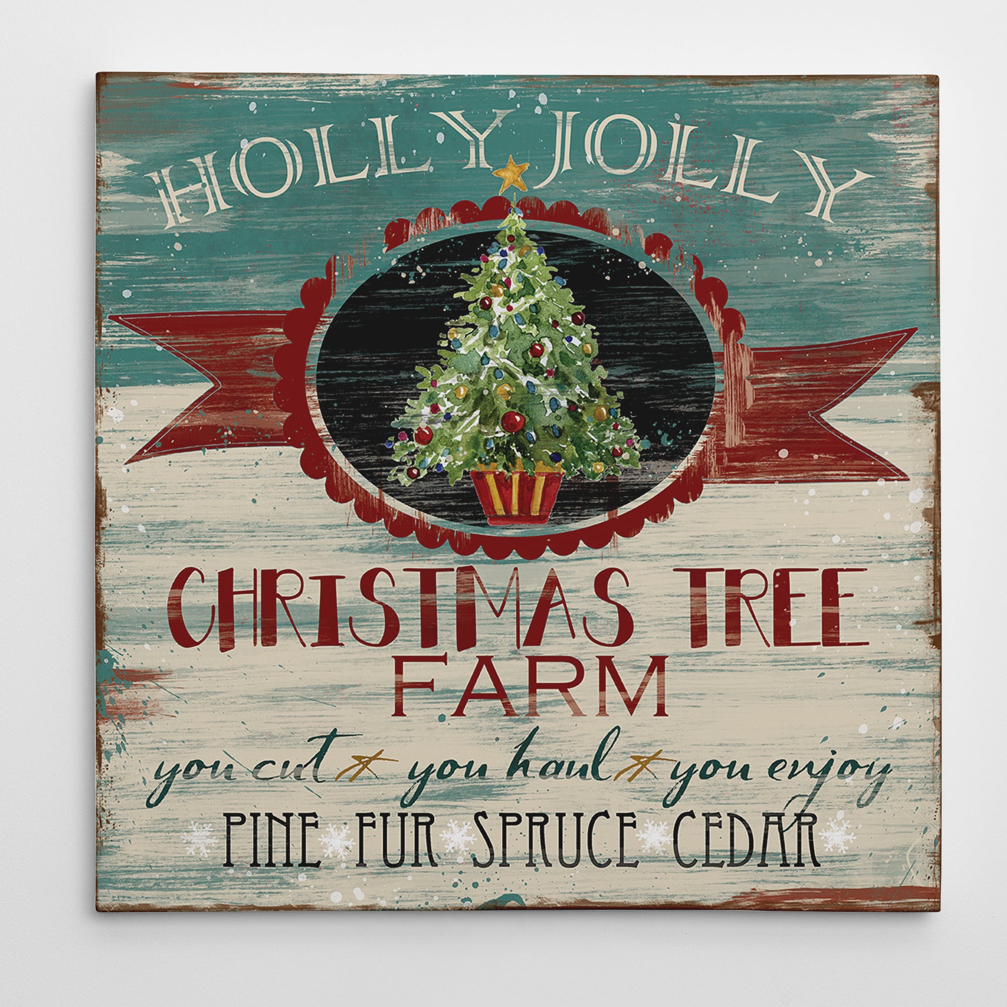 Wexford Home Ad Christmas Tree Farm 16 Inch X 16 Inch 24 Inch X 24 Inch 36 Inch X 36 Inch Gallery Wrapped Canvas Art