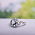Miadora Vintage 14K White Gold Aquamarine White Sapphire And Diamond Accent Engagement Ring