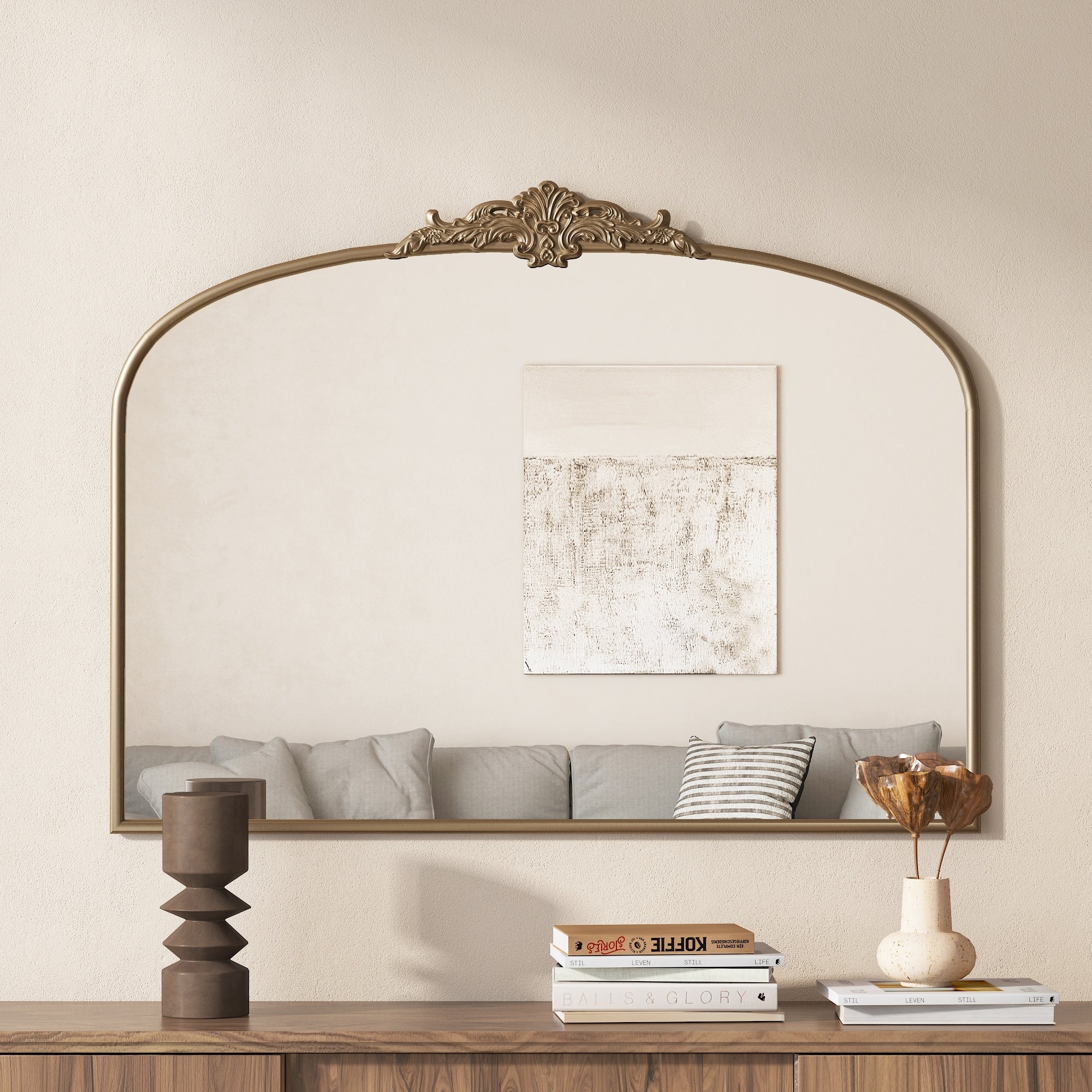 Vintage Arched Gold Mirror 40 X30 Arched Antique Brass Mirror With Full Metal Frame For Entryway Living Room Hallway