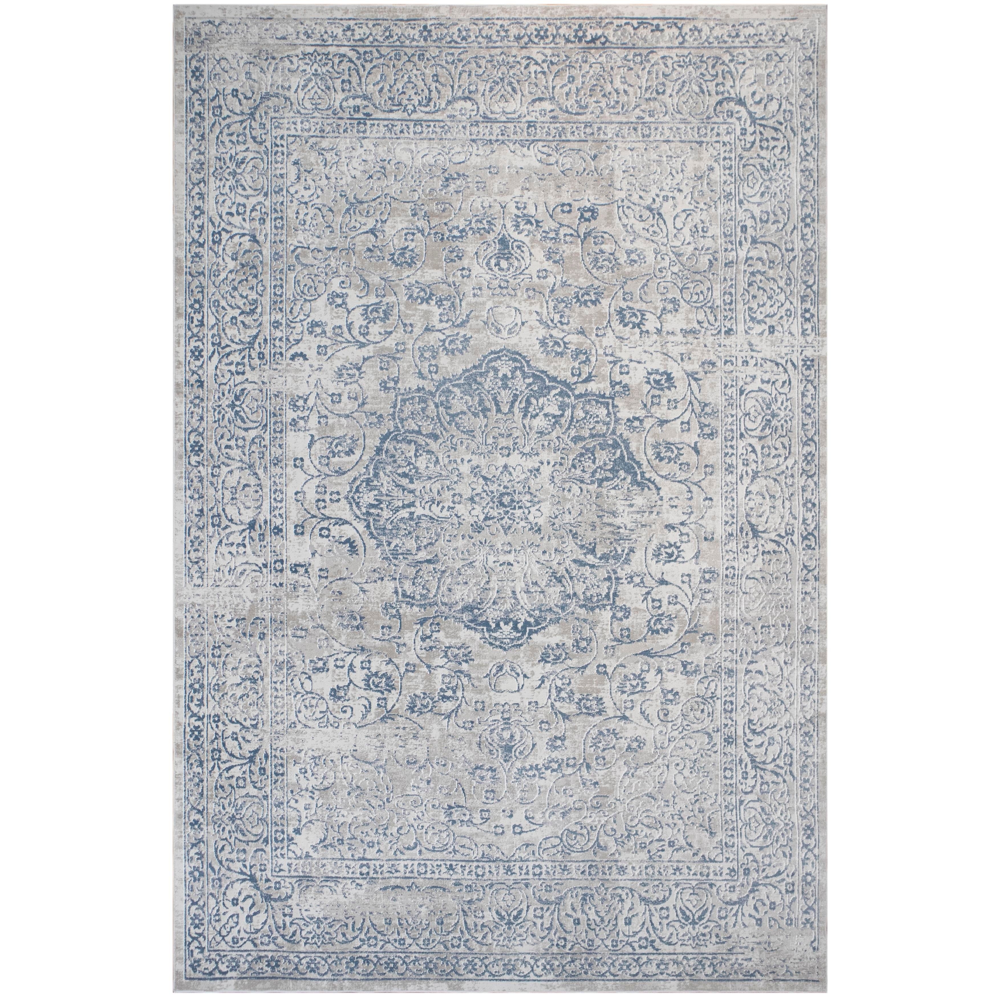Vintage Blossom Cream Blue Rug