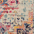 Vintage Bohemian Ivory Multi Red Medallion Distressed Rug 67 X 92