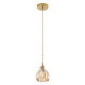 Vintage Brass Mini Pendant Light With Amber Glass Shade