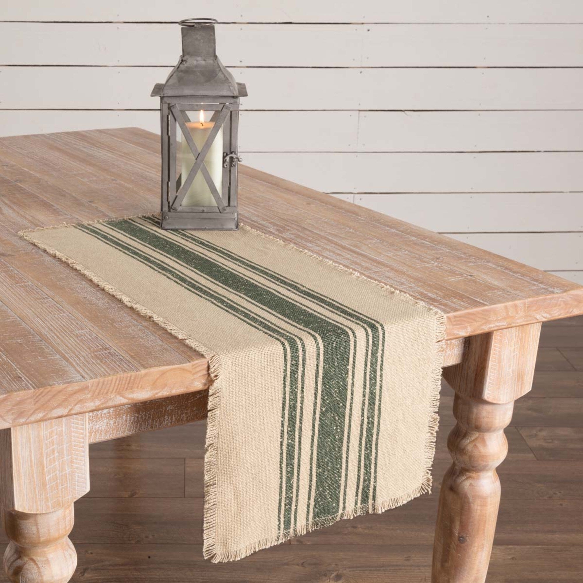 Vintage Burlap Stripe Runner