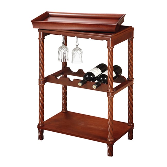 Vintage Cherry Finish Wine Bar Cart