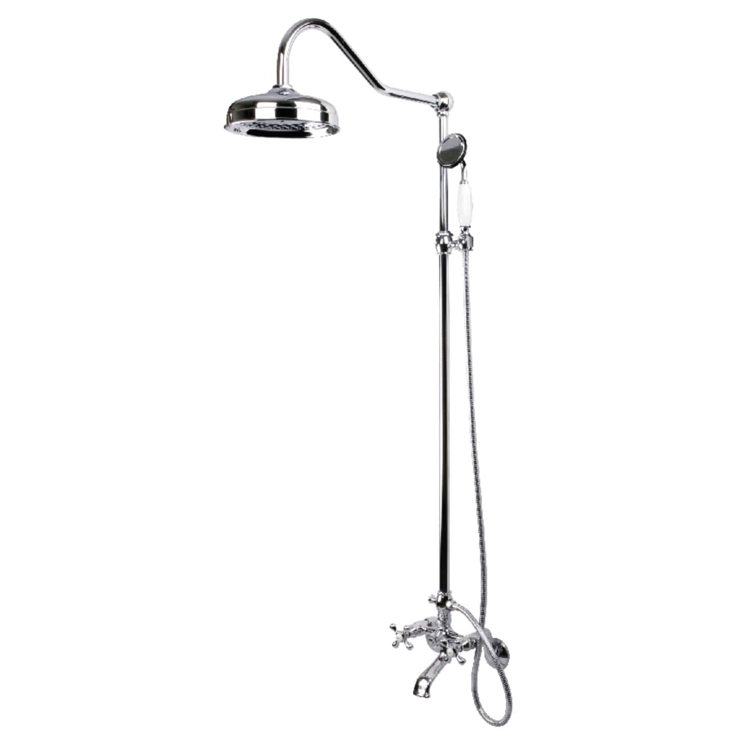 Vintage Clawfoot Tub Faucet Package With Shower Combo In Polished Chrome