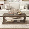 Vintage Coffee Table Center Table With Shelf Side Table Brown Cocktail Table For Living Room Bedroom