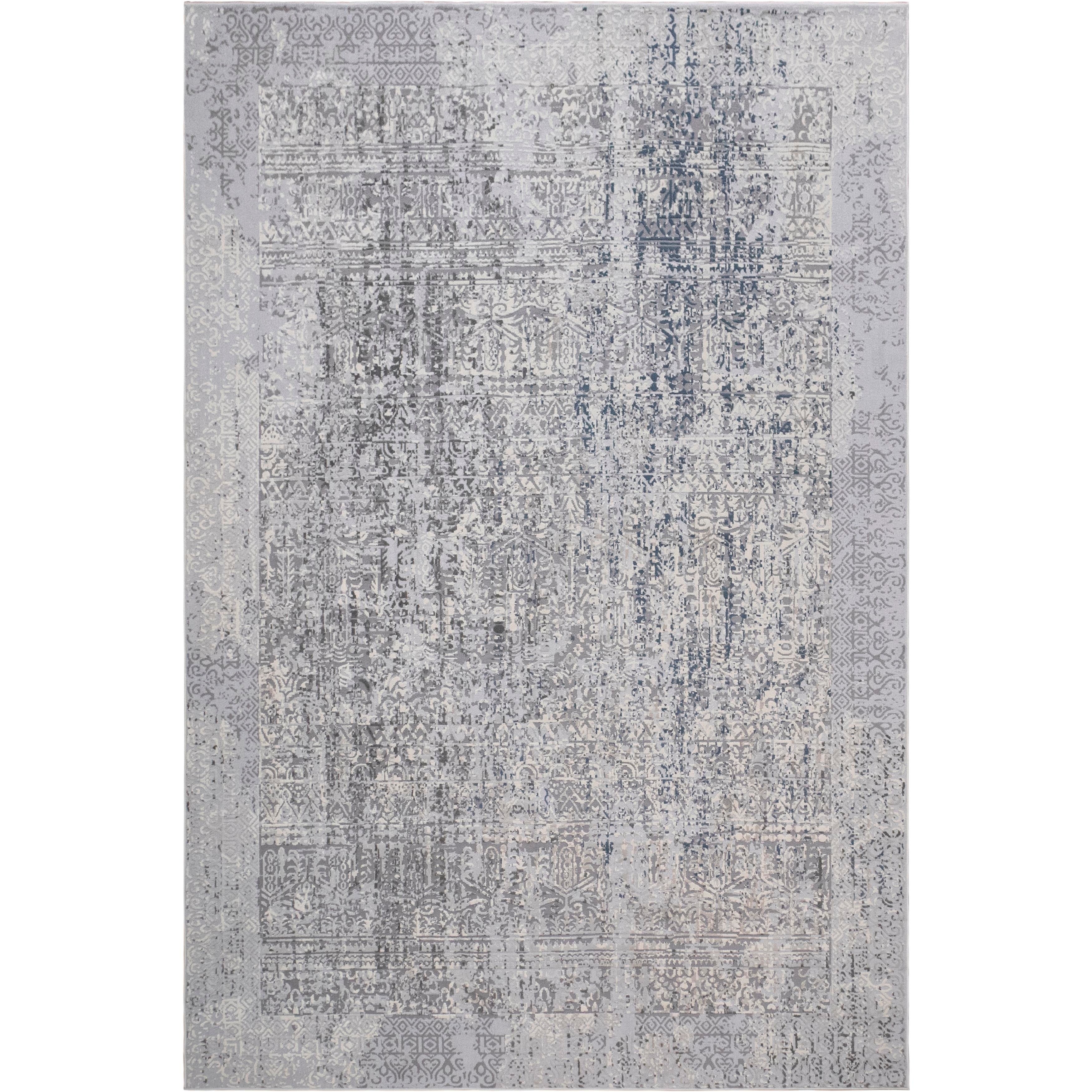 Vintage Distressed Mandala Grey Blue Rug