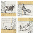 Vintage Farm Cow Rooster Pig Lamb By Debbie Dewitt Canvas Art Print Set Of 4