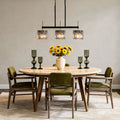 Vintage Glass Pendant Light Metal Adjustable Chain 3 Light Ceiling Fixture.