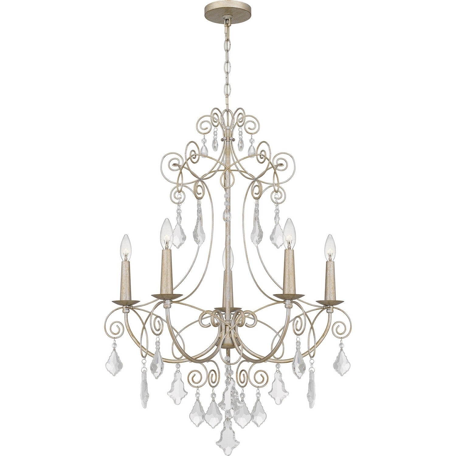 Vintage Gold Five Light Chandelier From The Merida Collection