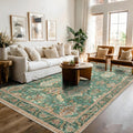Vintage Green Persian Style Washable Area Rug