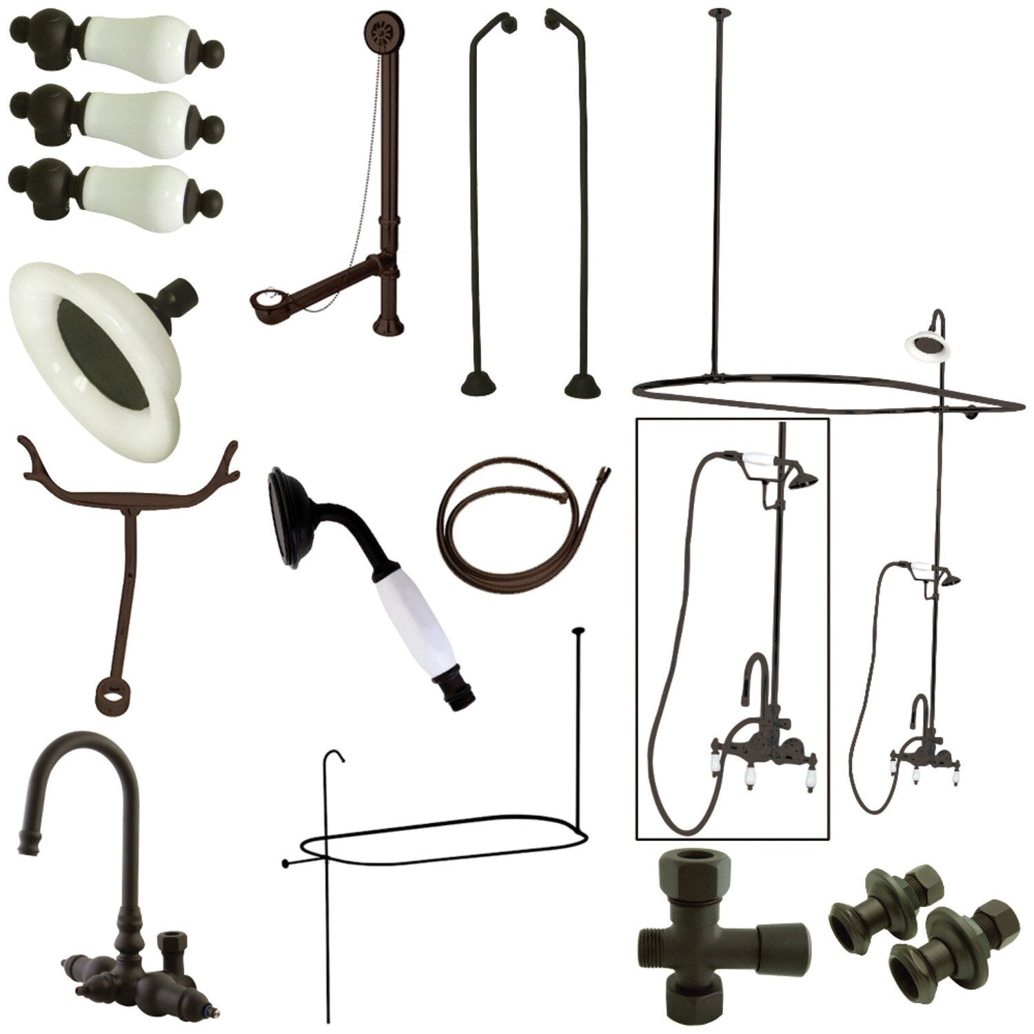 Vintage High Arc Gooseneck Clawfoot Tub Faucet Package