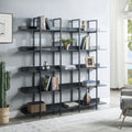Vintage Industrial 5 Tier Bookshelf With Metal Frame And Mdf Board For Home Office
