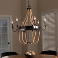 Vintage Industrial Dark Bronze Metal 6 Light Chandelier Dark Bronze