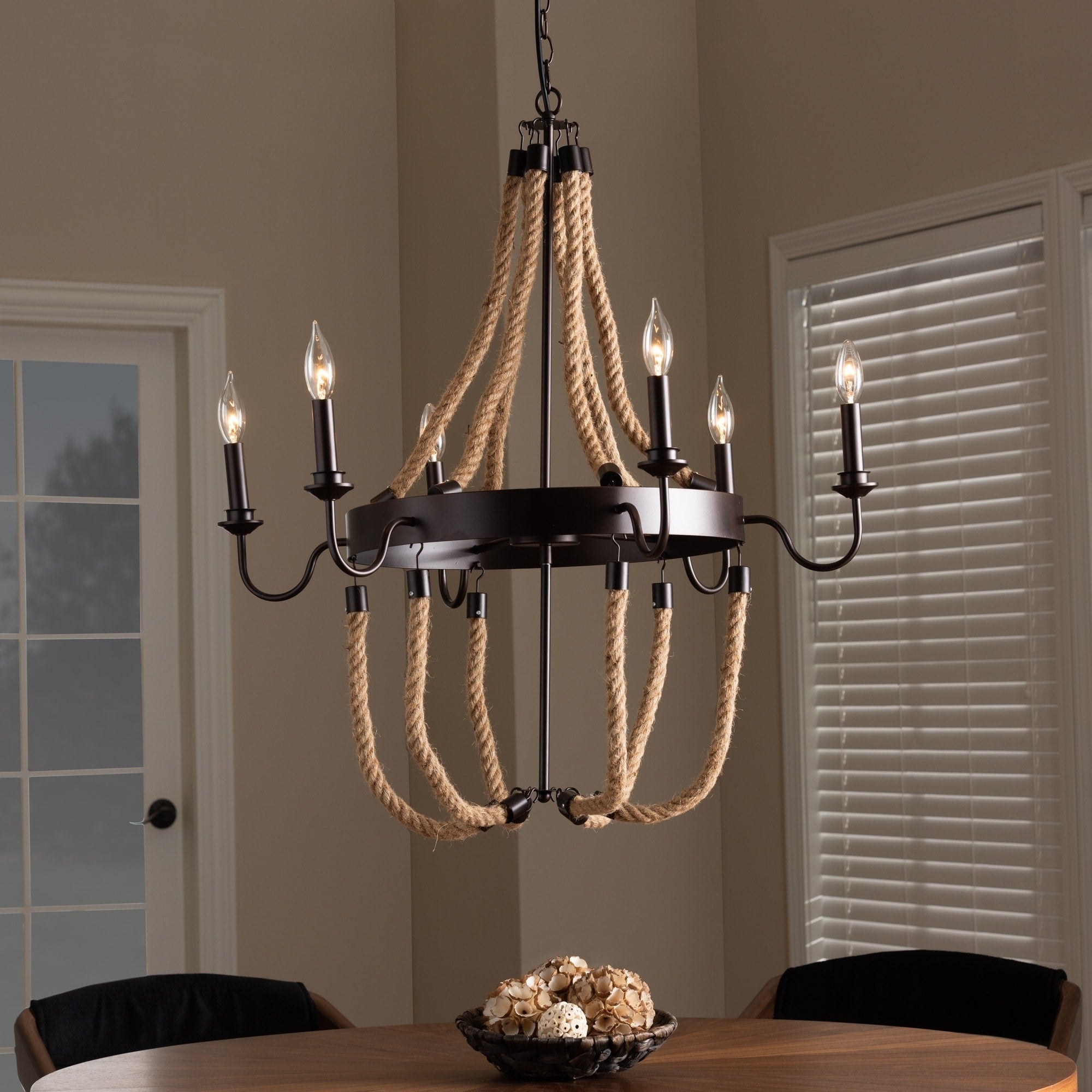 Vintage Industrial Dark Bronze Metal 6 Light Chandelier Dark Bronze