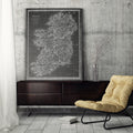 Vintage Ireland Map Grey Premium Gallery Wrapped Canvas
