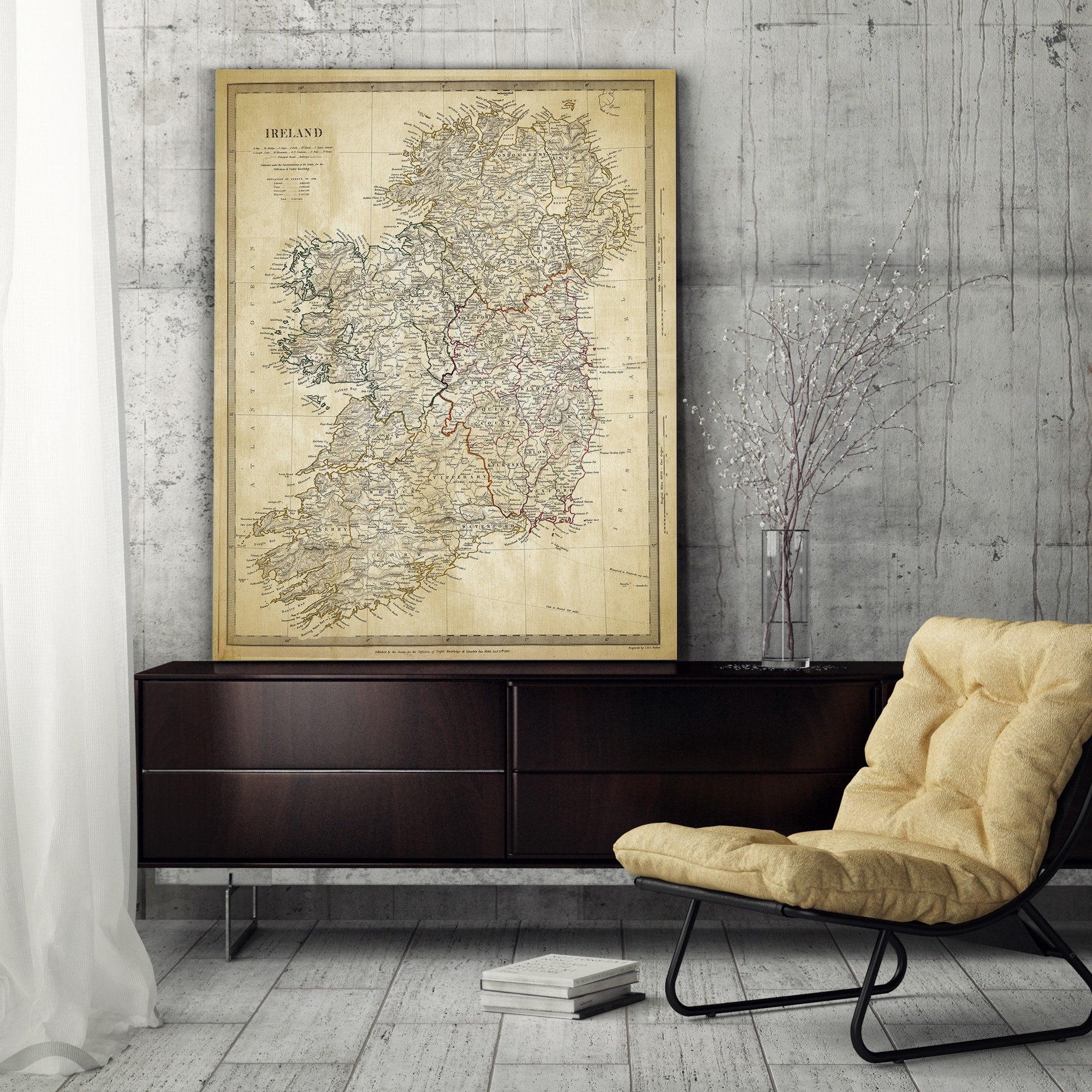 Vintage Ireland Map Ii Premium Gallery Wrapped Canvas