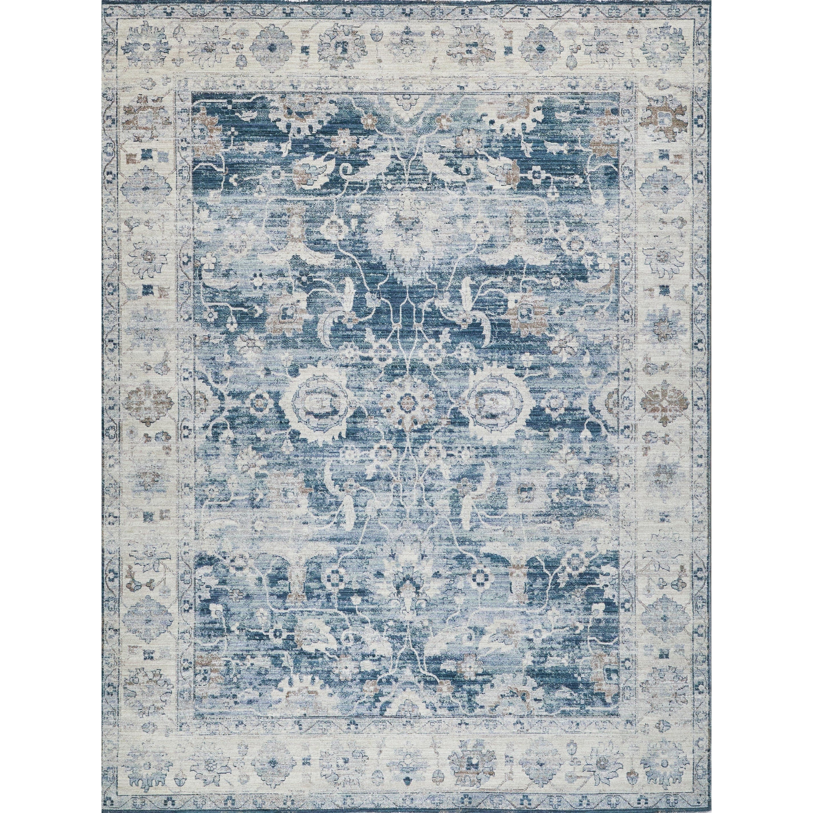 Vintage Looms Power Loom Polyester Blue Beige Area Rug 4 X 12