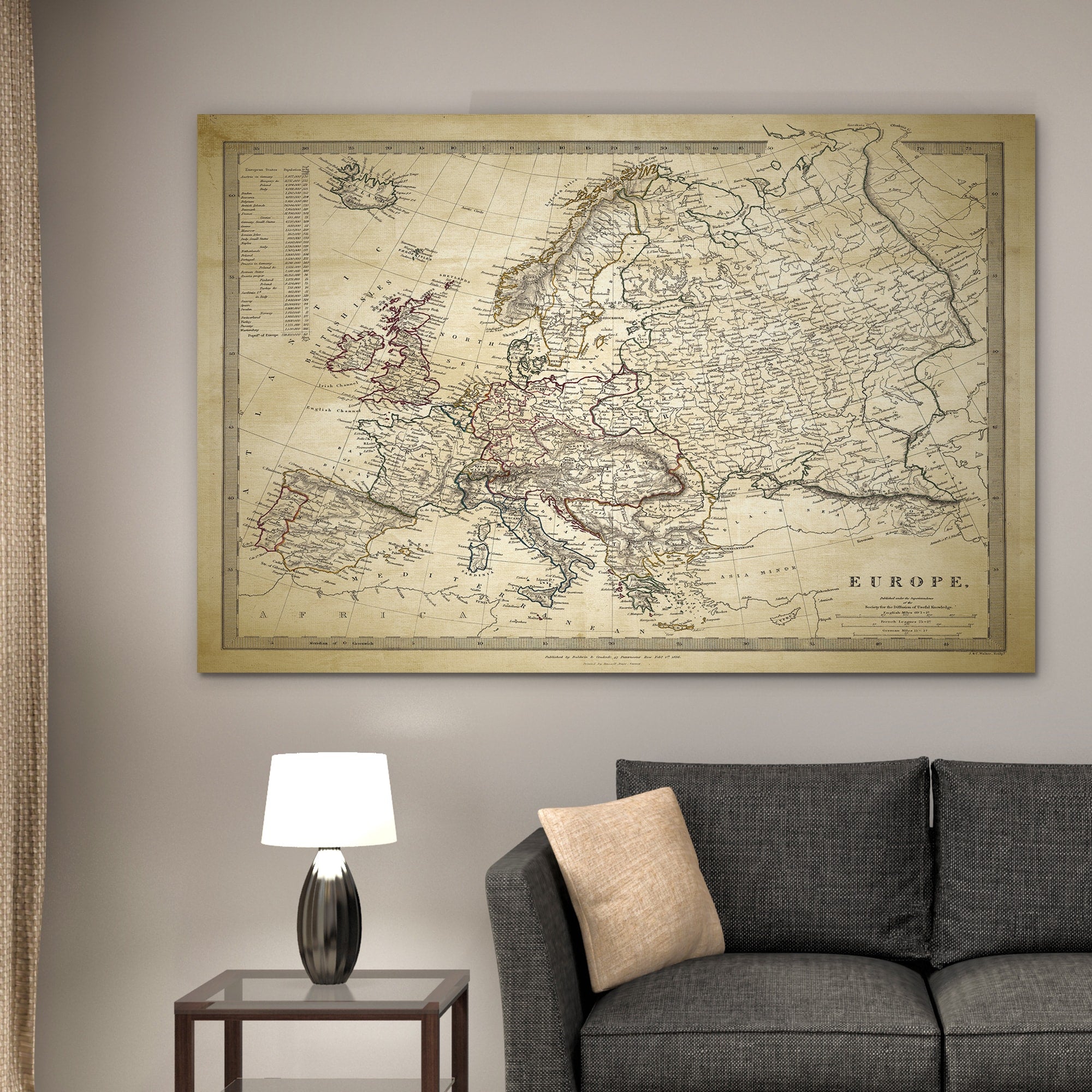 Vintage Map Europe Ii Premium Gallery Wrapped Canvas
