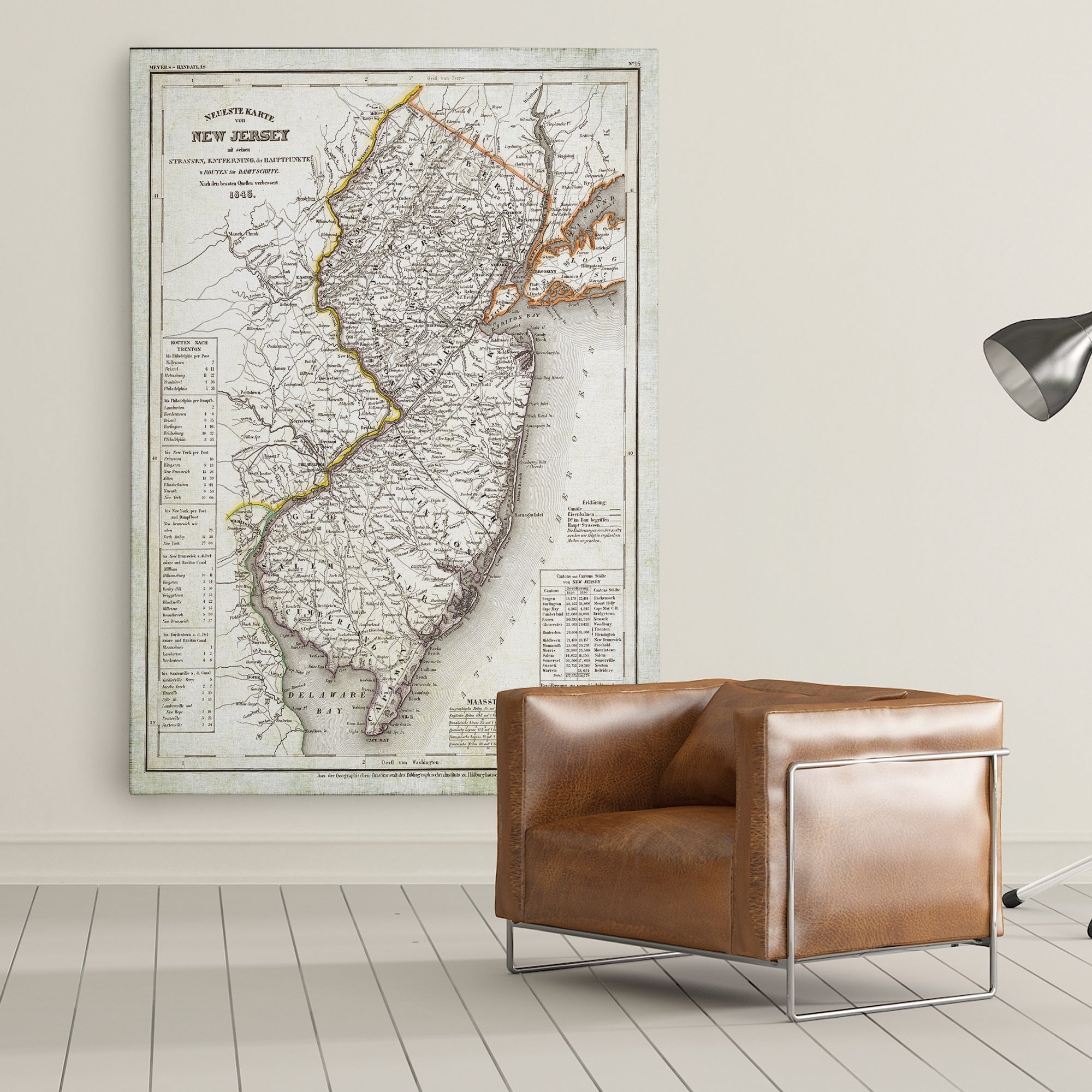 Vintage Map New Jersey I Premium Gallery Wrapped Canvas