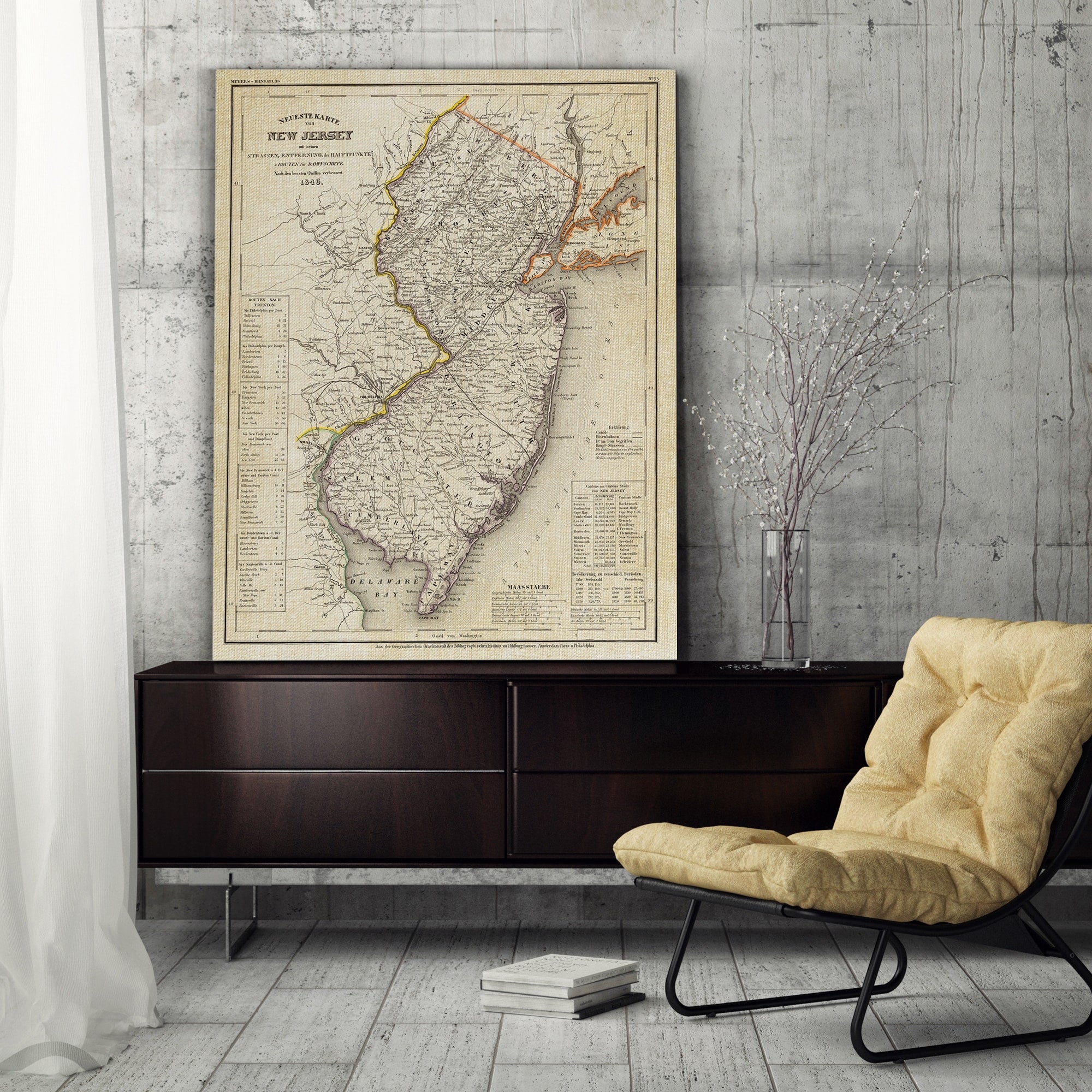Vintage Map New Jersey Ii Premium Gallery Wrapped Canvas