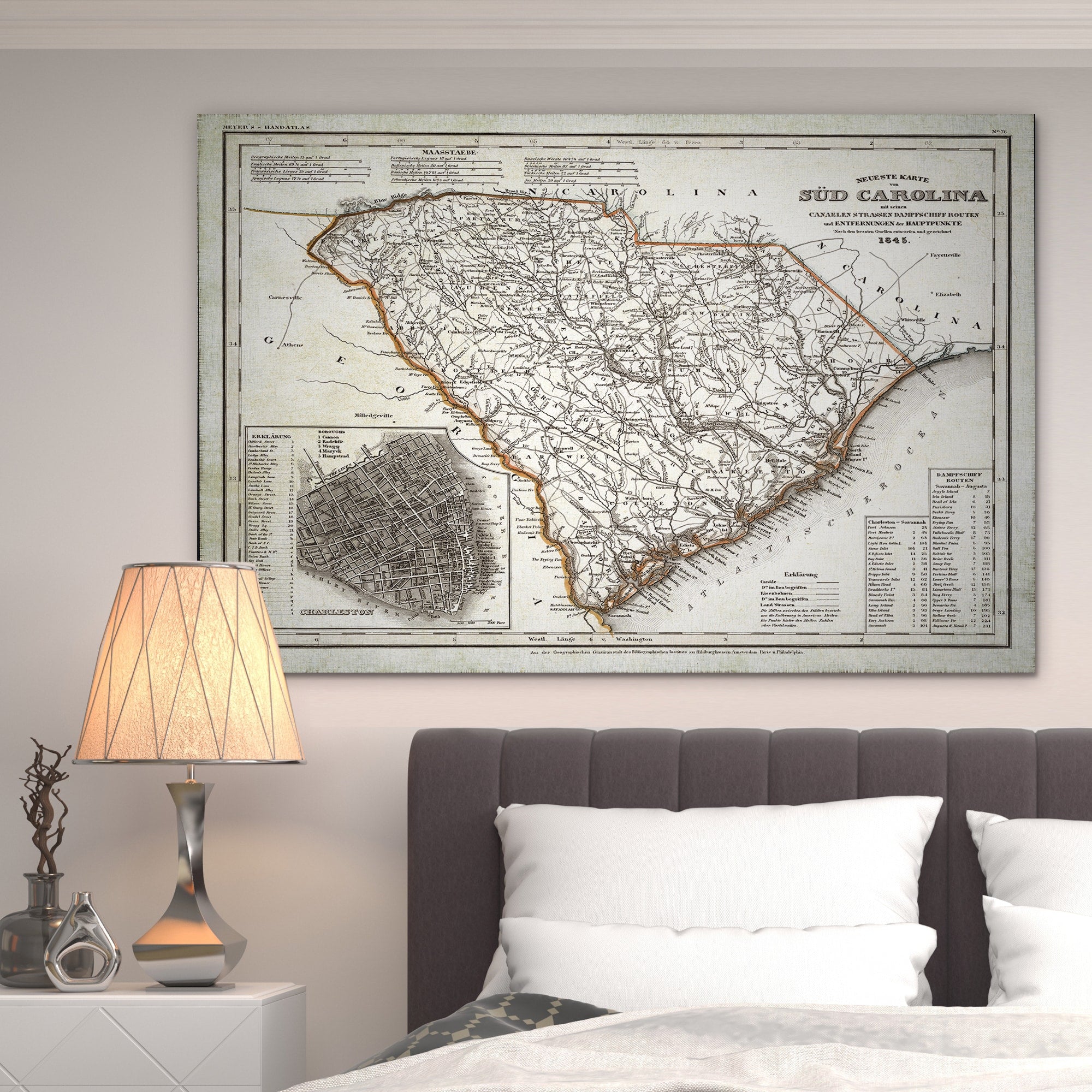 Vintage Map South Carloina I Premium Gallery Wrapped Canvas