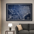 Vintage Map Texas Blue Premium Gallery Wrapped Canvas