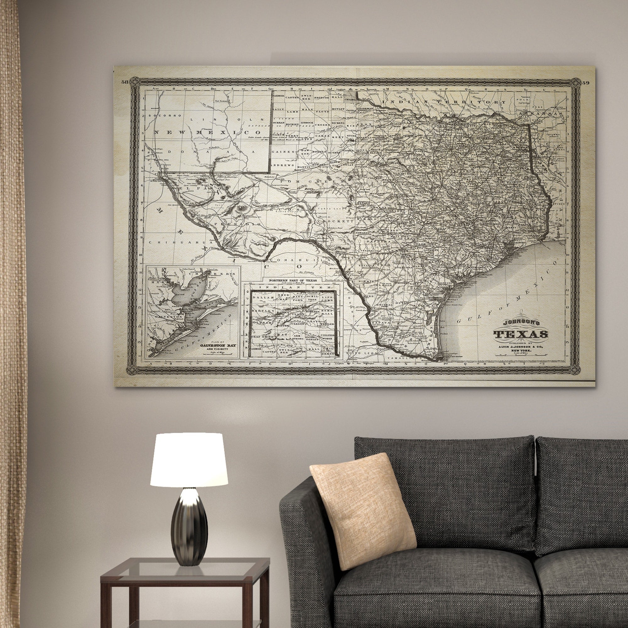 Vintage Map Texas I Premium Gallery Wrapped Canvas