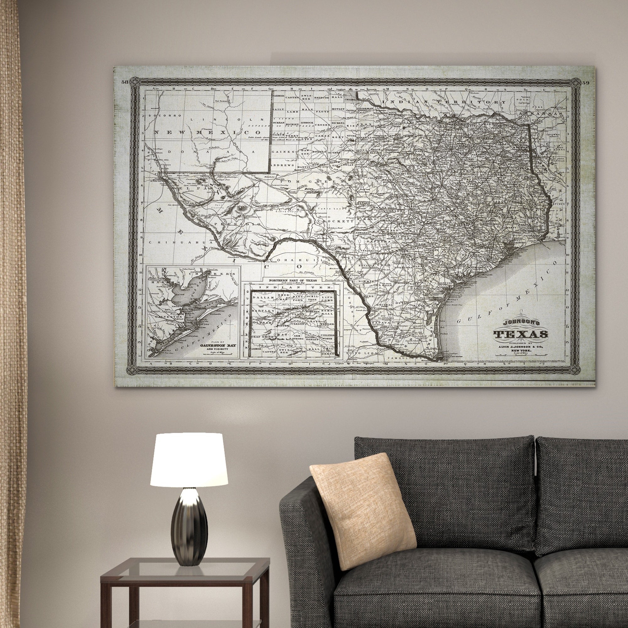 Vintage Map Texas Ii Premium Gallery Wrapped Canvas