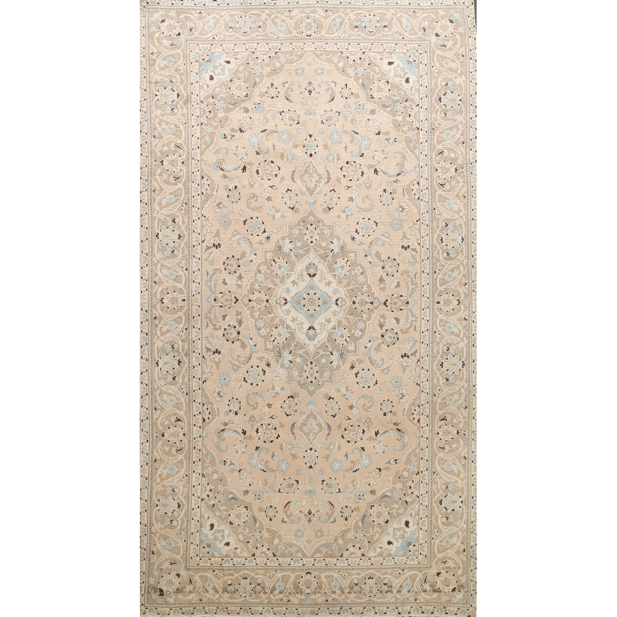 Vintage Muted Floral Kashan Persian Area Rug Wool Hand Knotted 62 X 96