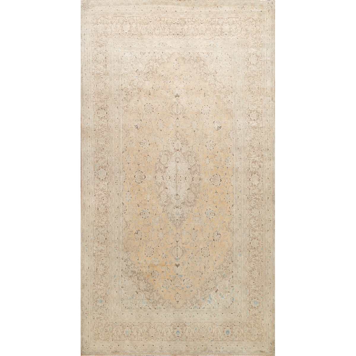 Vintage Muted Floral Traditional Kashan Persian Area Rug Wool Handmade 65 X 98