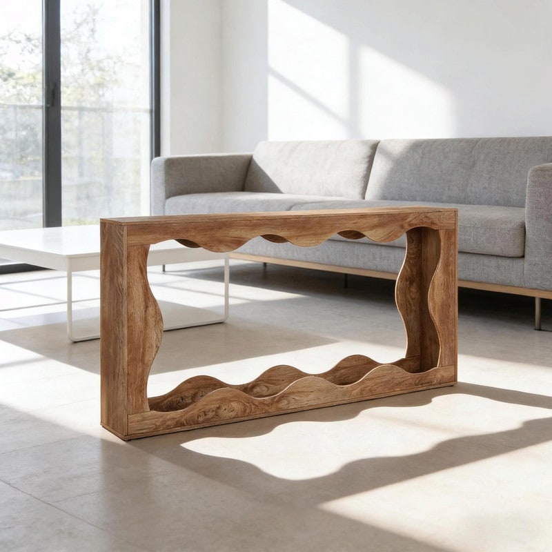 Vintage Narrow Console Table Wave Design Entryway And Tea Table