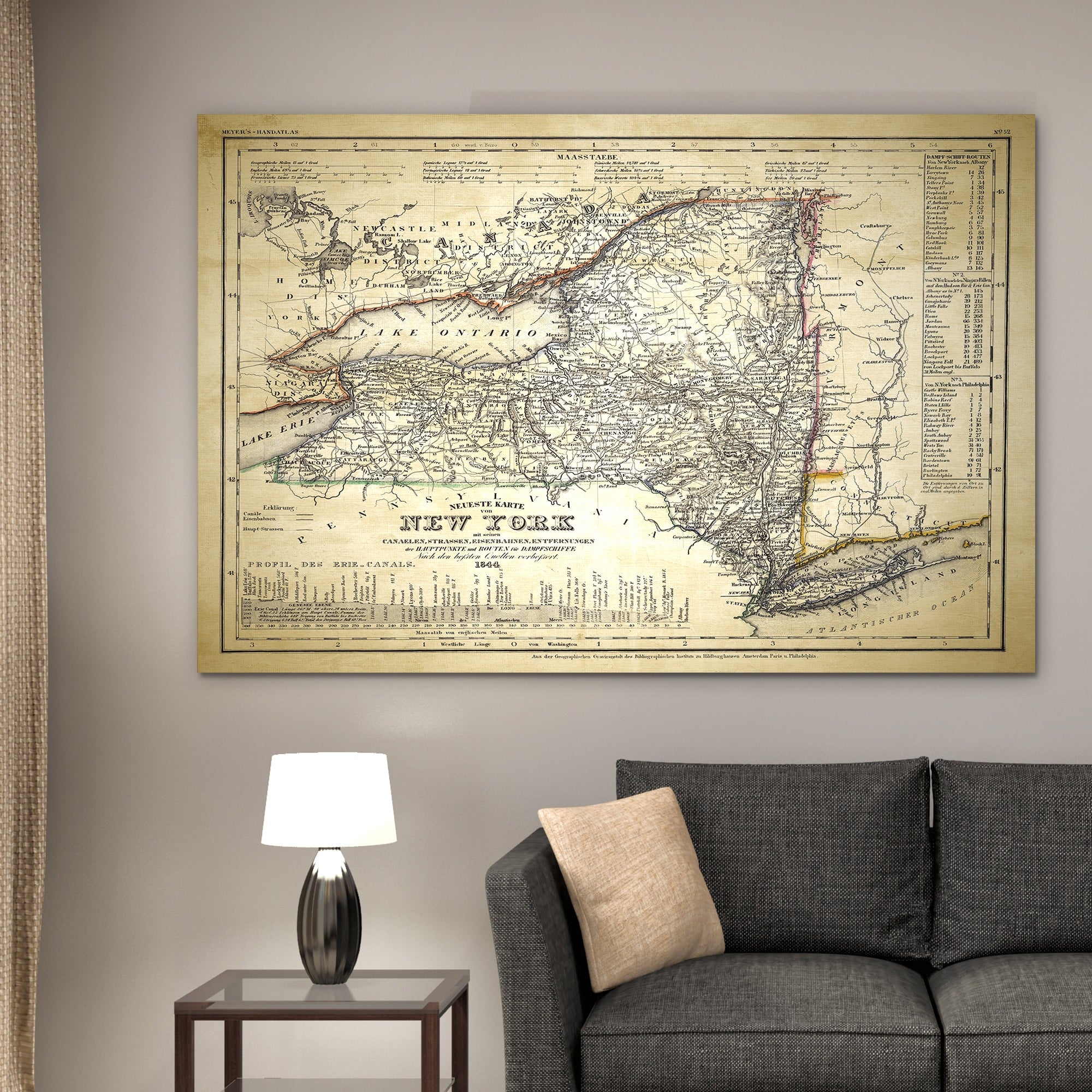 Vintage New Your Map Ii Premium Gallery Wrapped Canvas