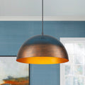 Vintage Patinated Copper Style Large Metal Dome Pendant 15 Inches
