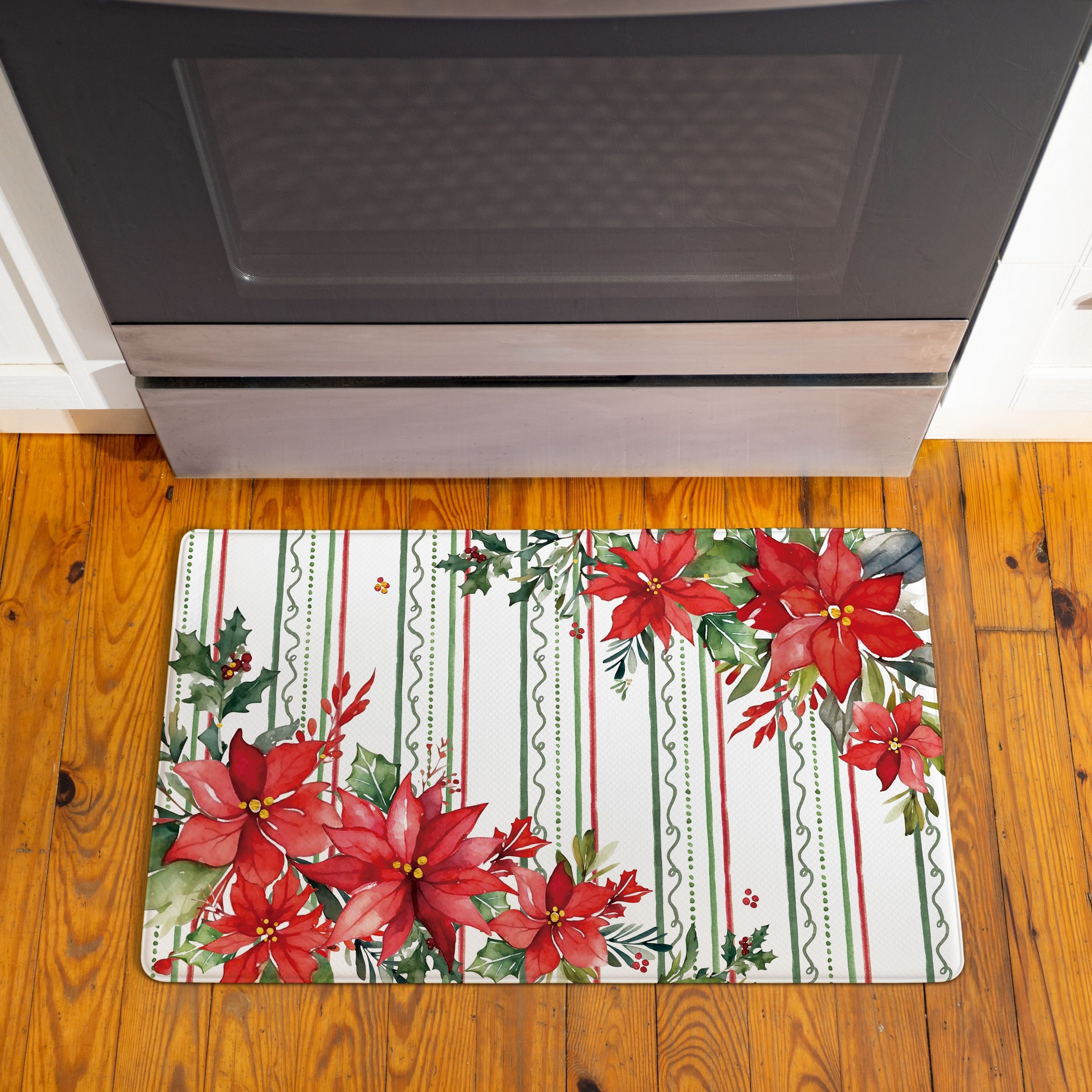 Vintage Poinsettia Bliss Anti Fatigue Door Mat 30 X 18