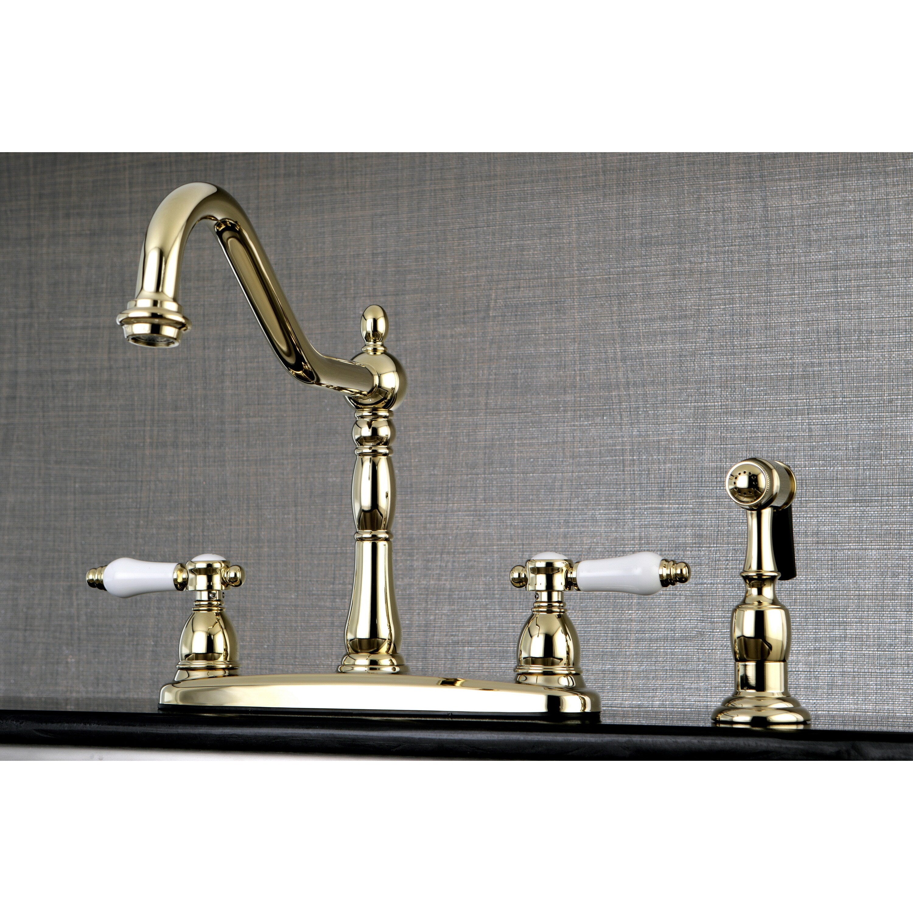 Vintage Porcelain 8 Inch Centerset Kitchen Faucet With Side Sprayer