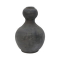 Vintage Pottery Gourd Shaped Vase 13 Inch Tall Gray