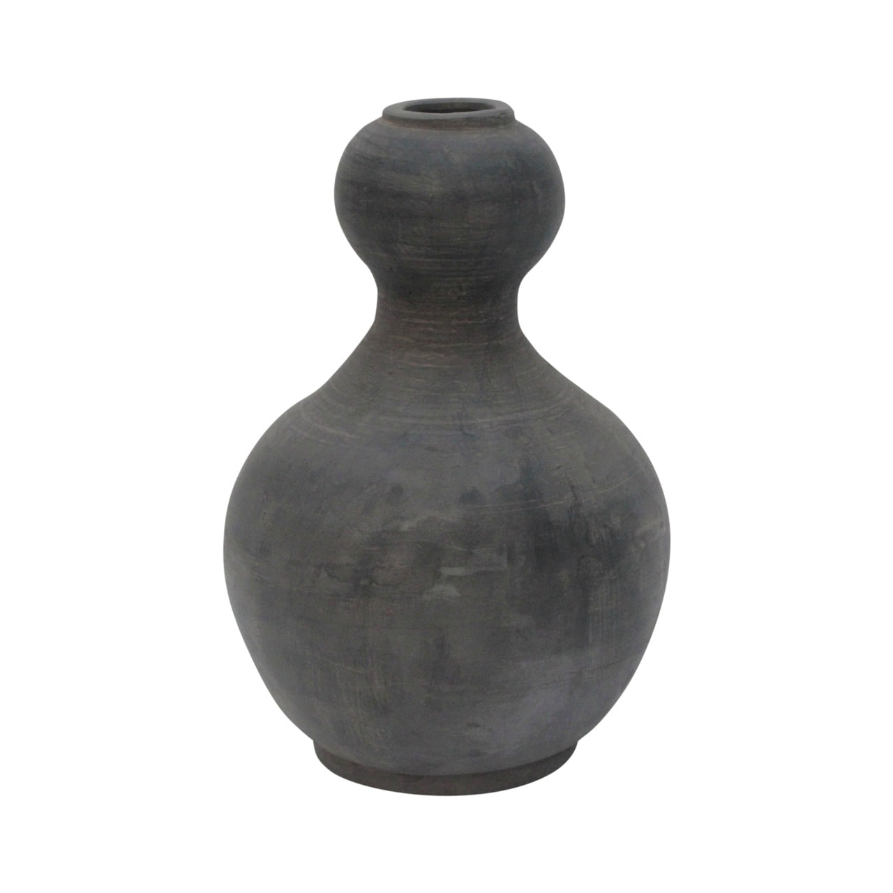 Vintage Pottery Gourd Shaped Vase 13 Inch Tall Gray