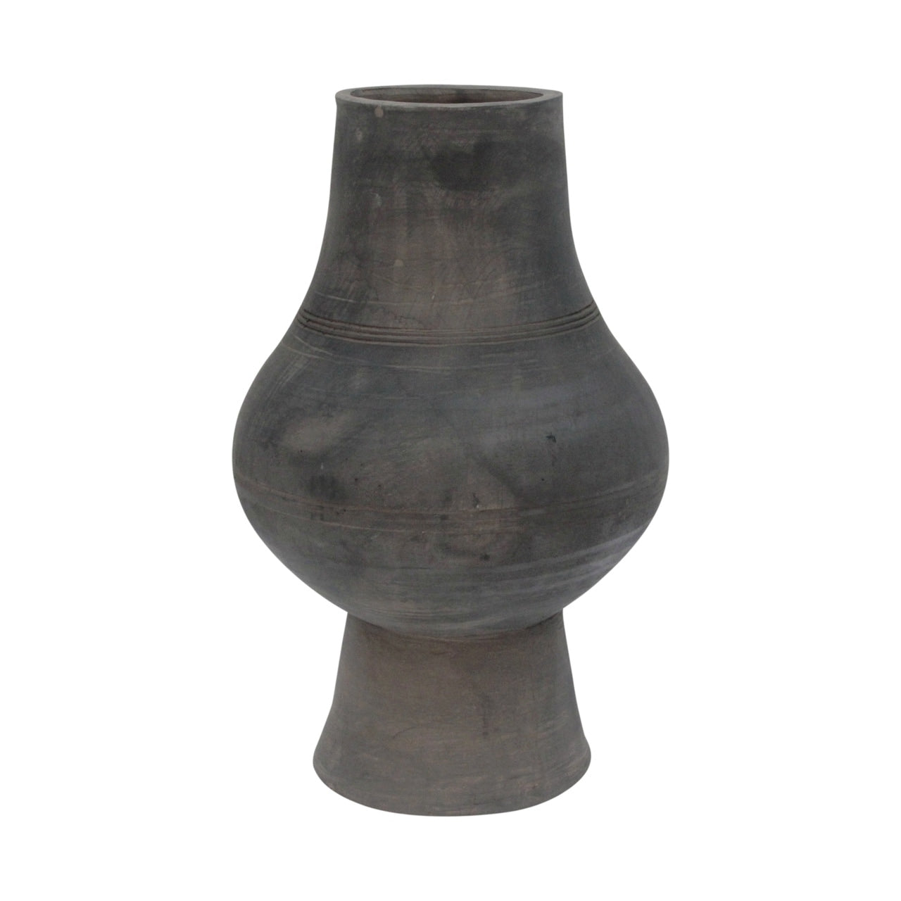 Vintage Pottery Vase With Large Opening 17 Inch Tall Gray